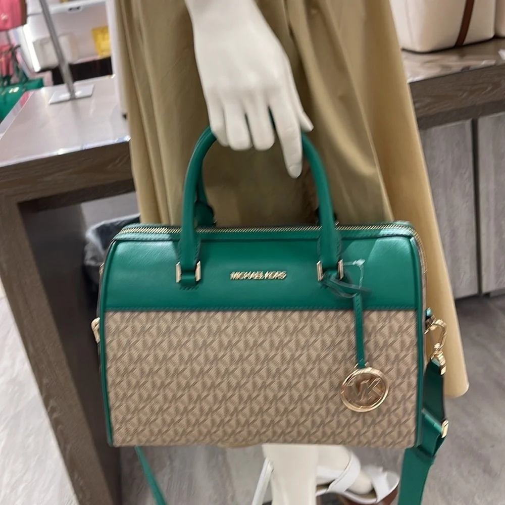 Michael Kors med Duffle Travel - Leather/Coated PALMETTO GREEN  MD DUFFLE NWT